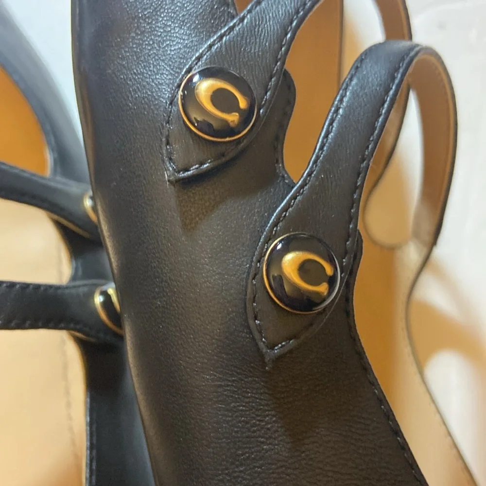 Coach Winley Double Buckle Mary Jane Ballet Flats Black Leather 10B Vietnam - Picture 4 of 8